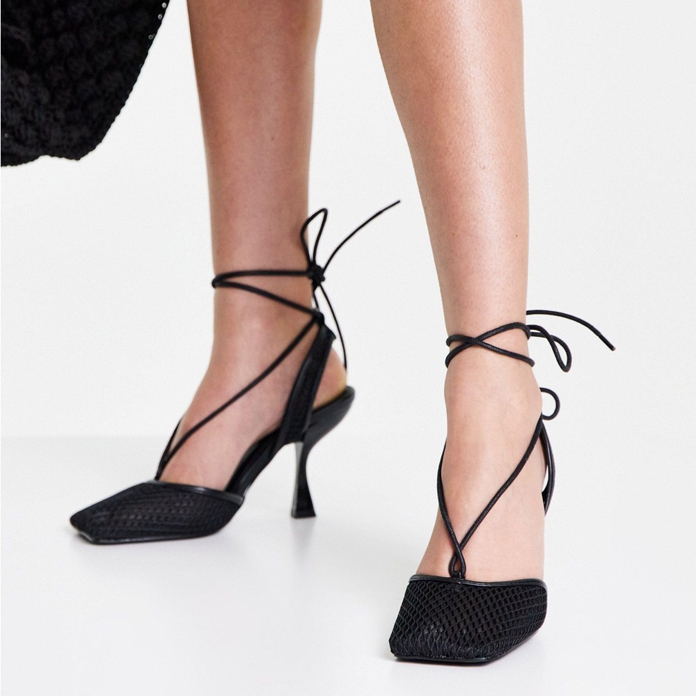 Topshop Mesh Slingback Sandals in black Size US 7.5